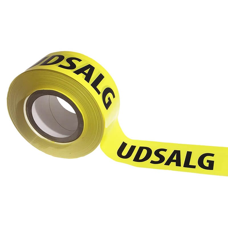 Gul-sort-Udsalg-afspærringsbaand Gul tape UDSALG